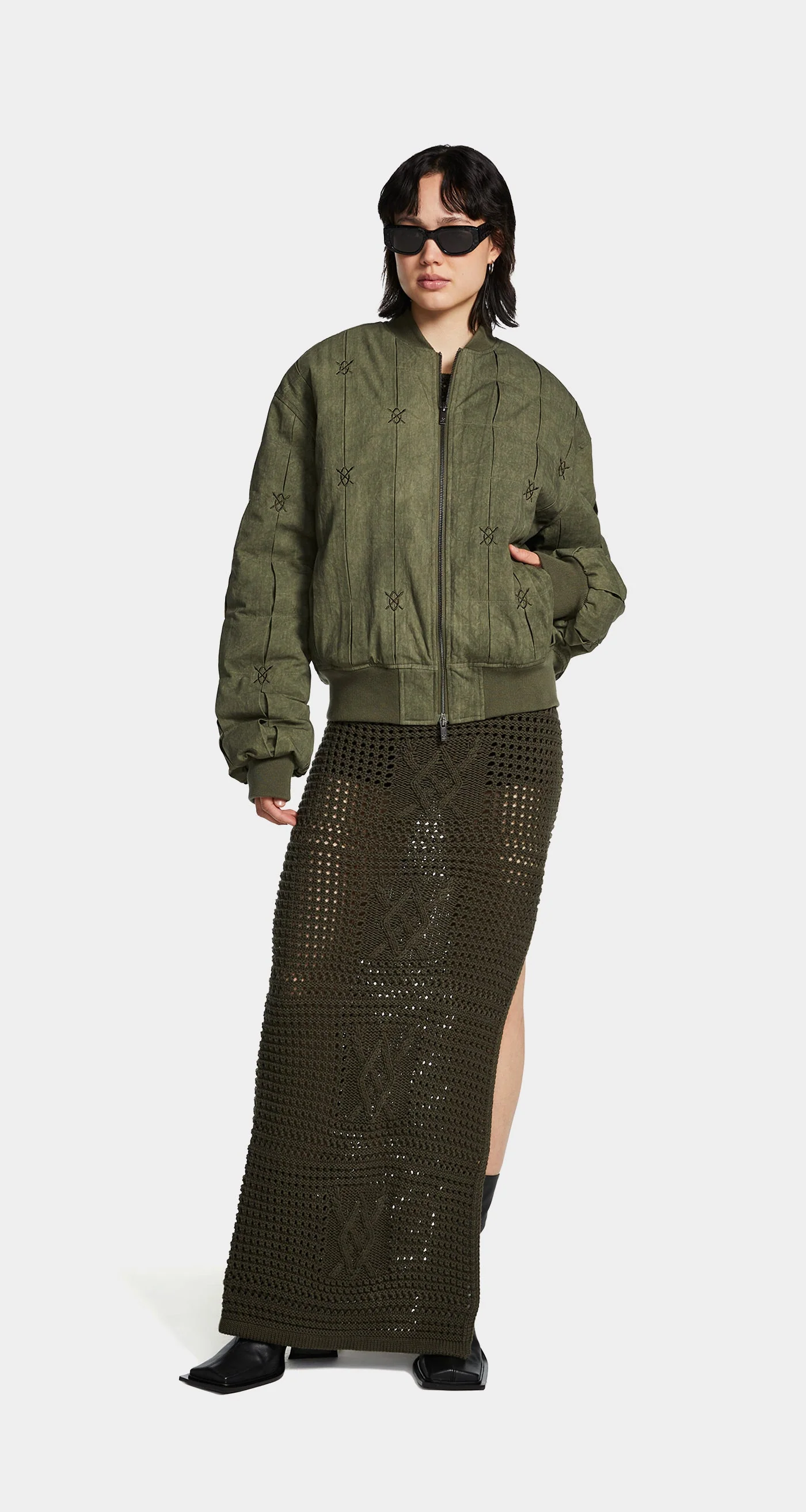 Army Green Rasal Bomber Jacket - Image 6