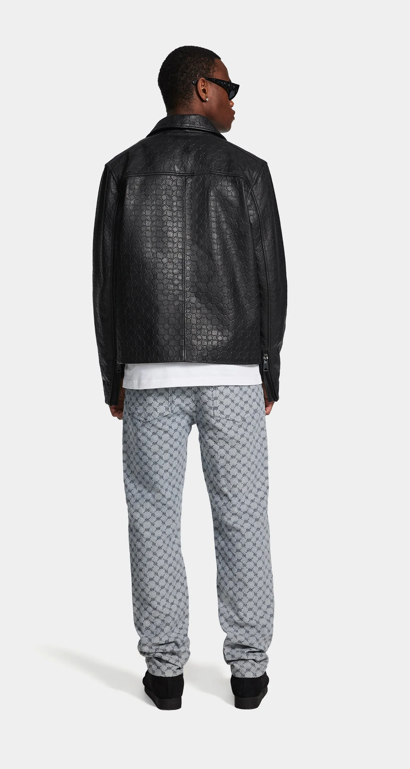 Black Silence Monogram Leather Jacket - Image 4
