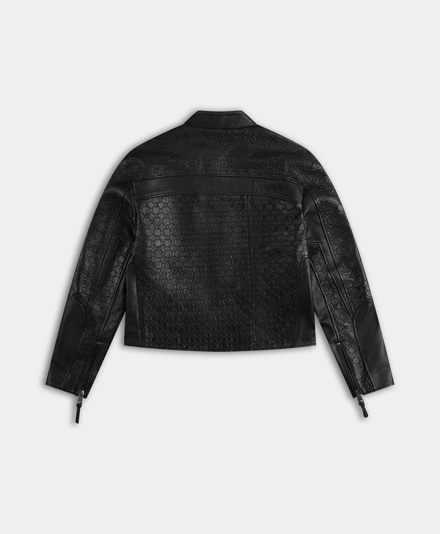 Black Structured Leather Jacket - Image 2