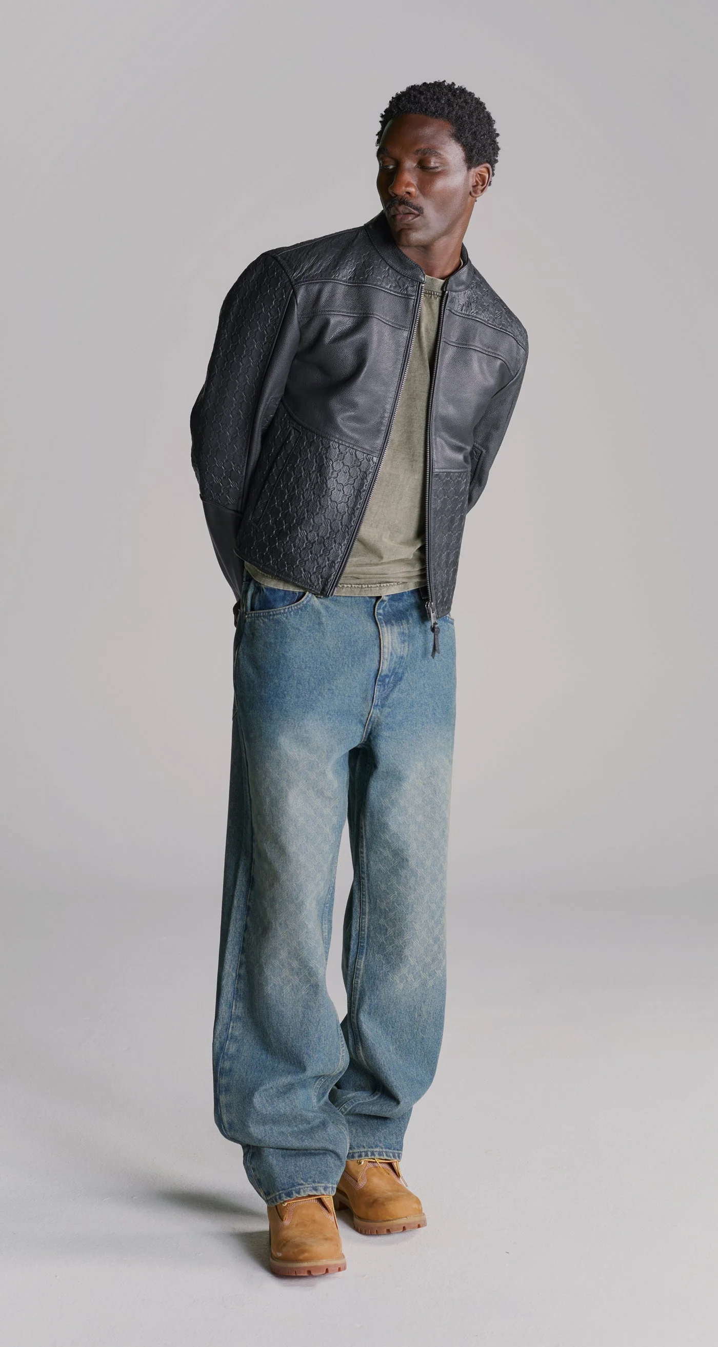 Black Structured Leather Jacket - Image 4