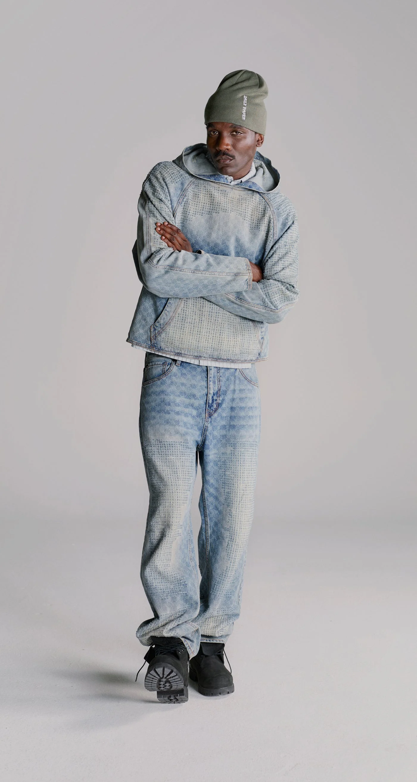 Blue Destroyed Denim Hoodie - Image 3