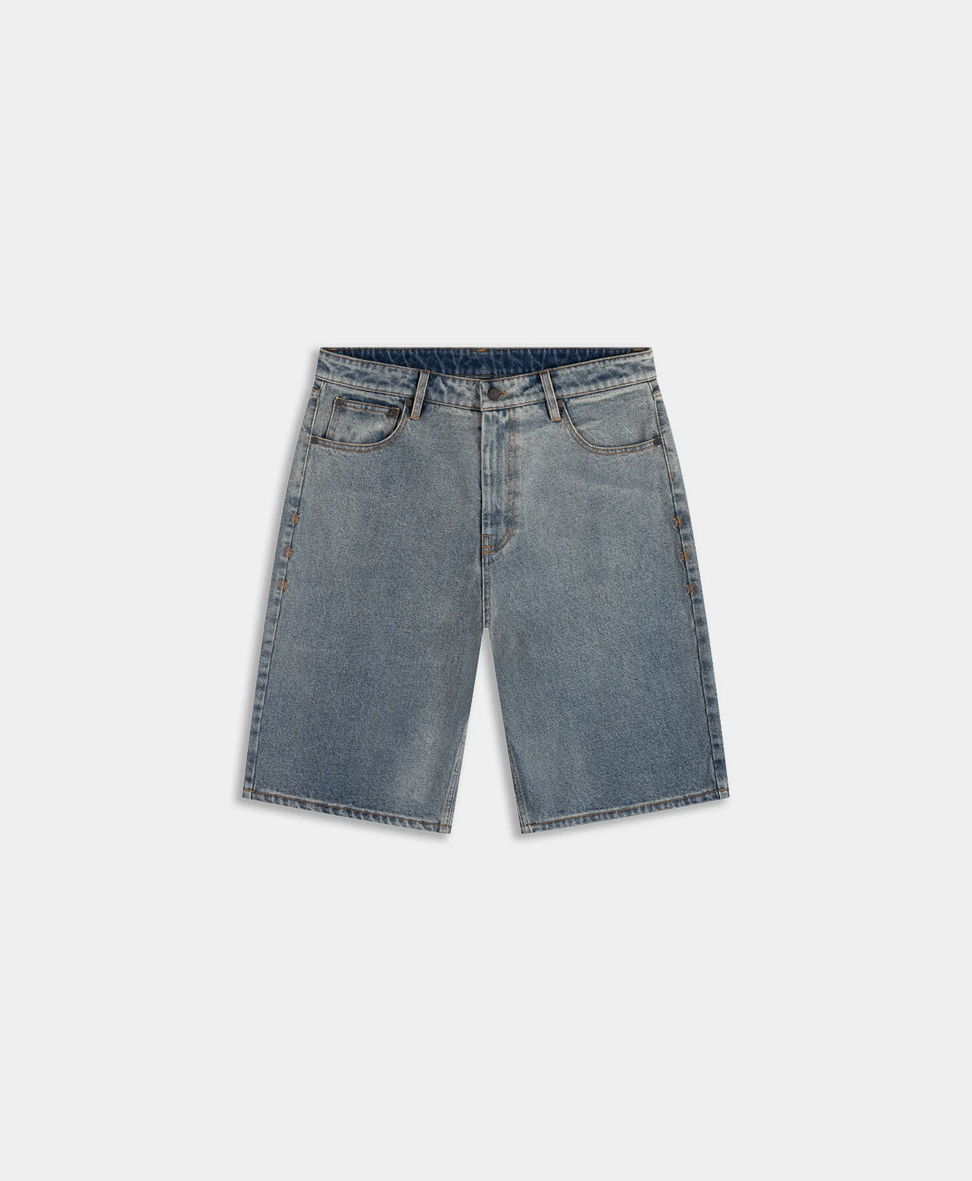 Denim Compact Shield Embroidery Denim Shorts