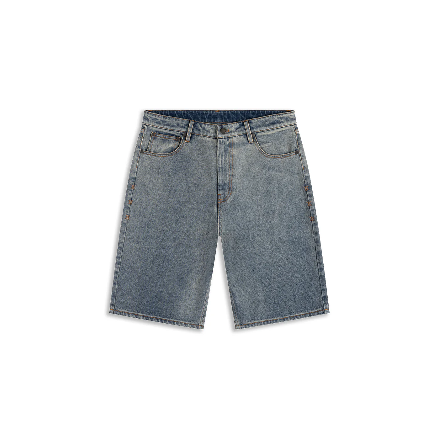 Denim Compact Shield Embroidery Denim Shorts - Image 3