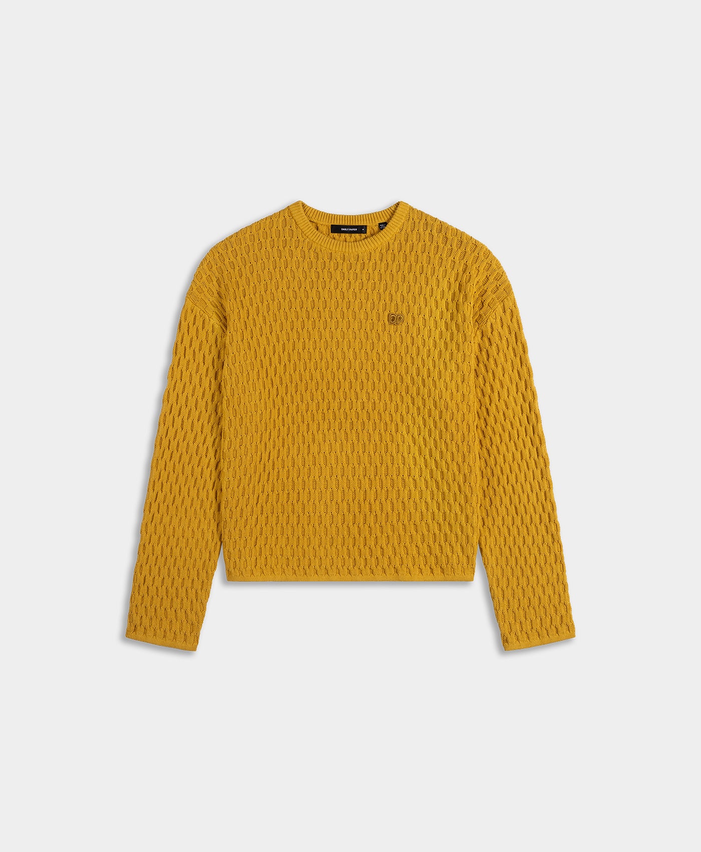 Misted Yellow Dp Badge Flat Knit Sweater