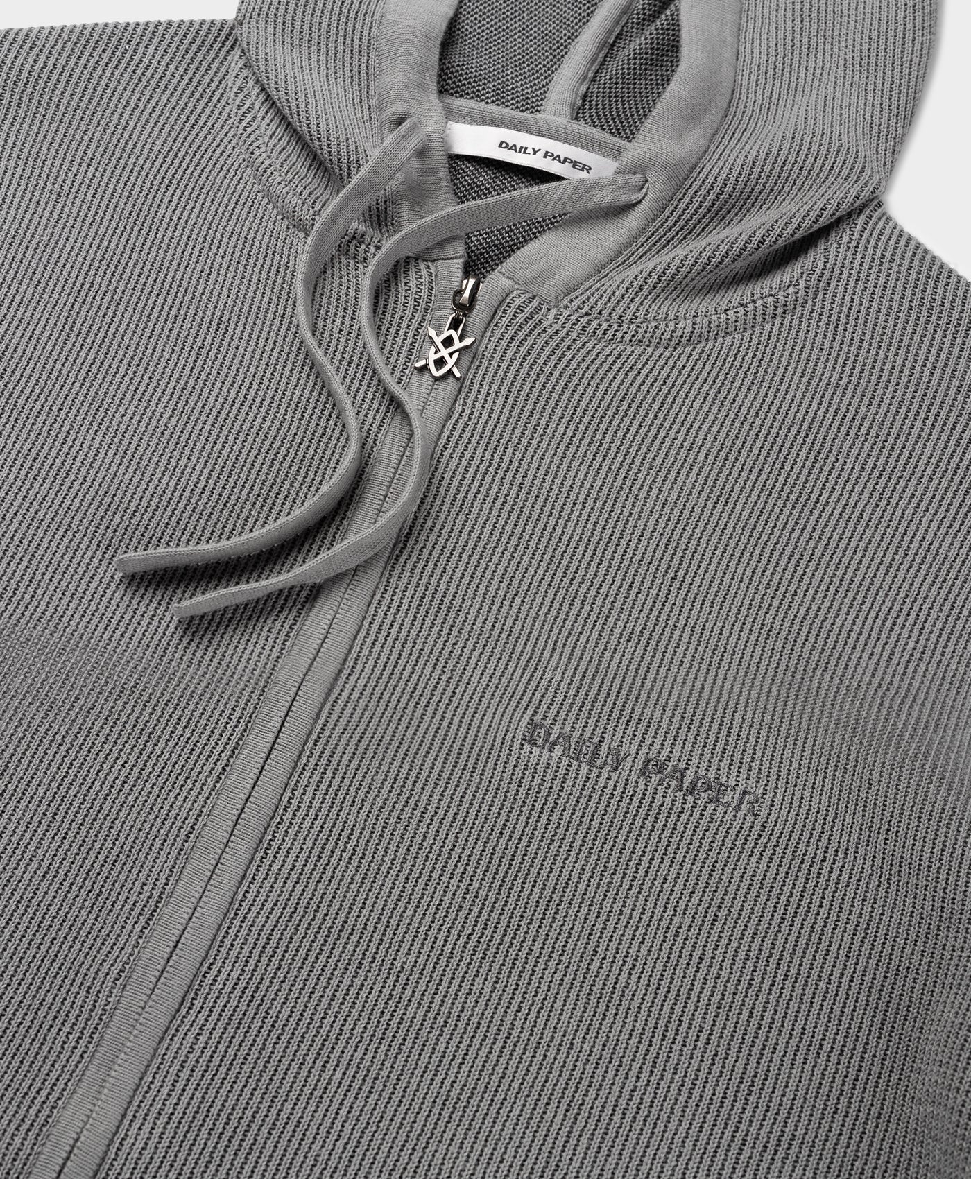 Formal Grey Flat Knit Zip Hoodie - Image 4
