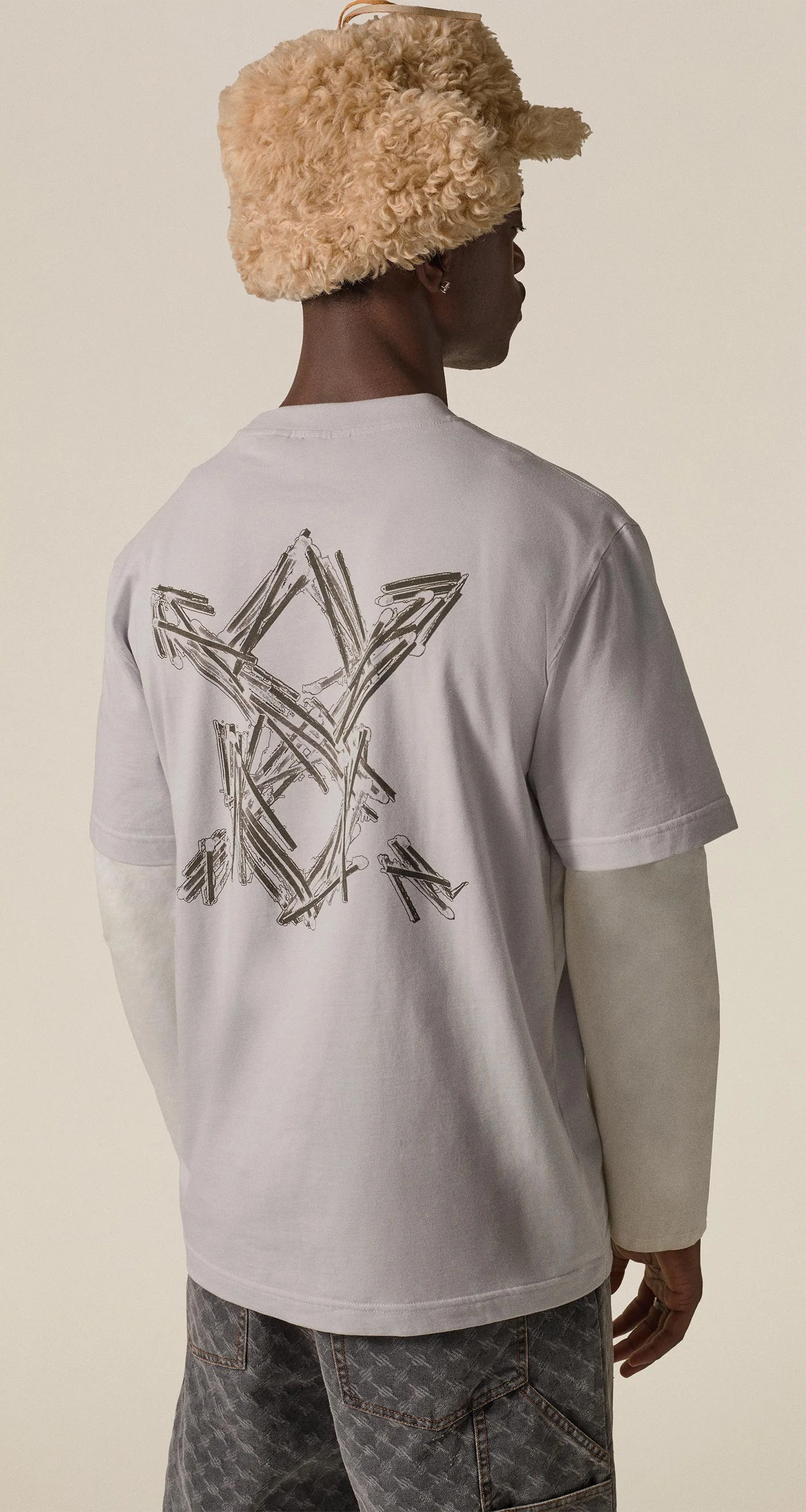 Micro Chip Grey Matchstick Shield T-Shirt - Image 3
