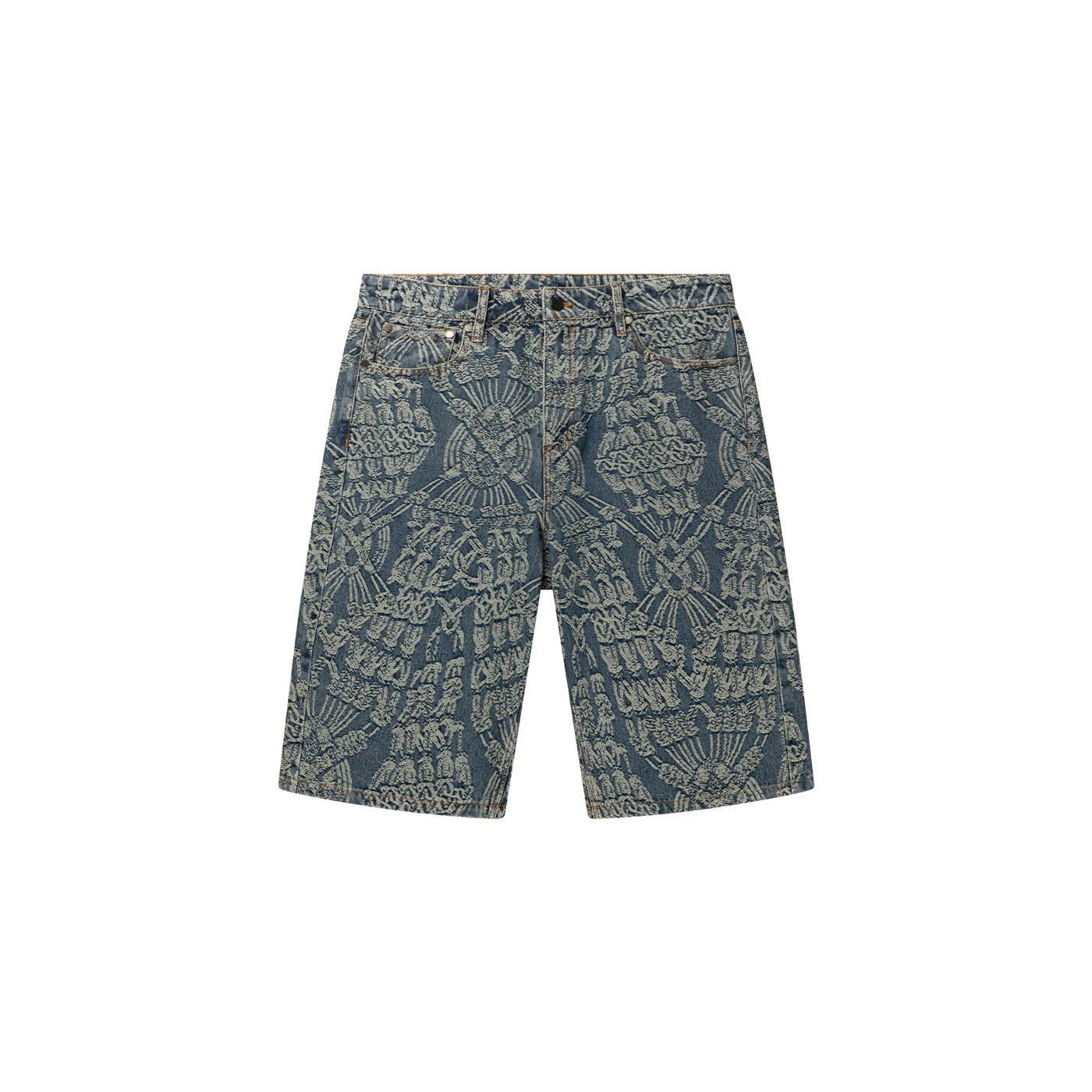 Mid Blue Macrame Denim Shorts - Image 5