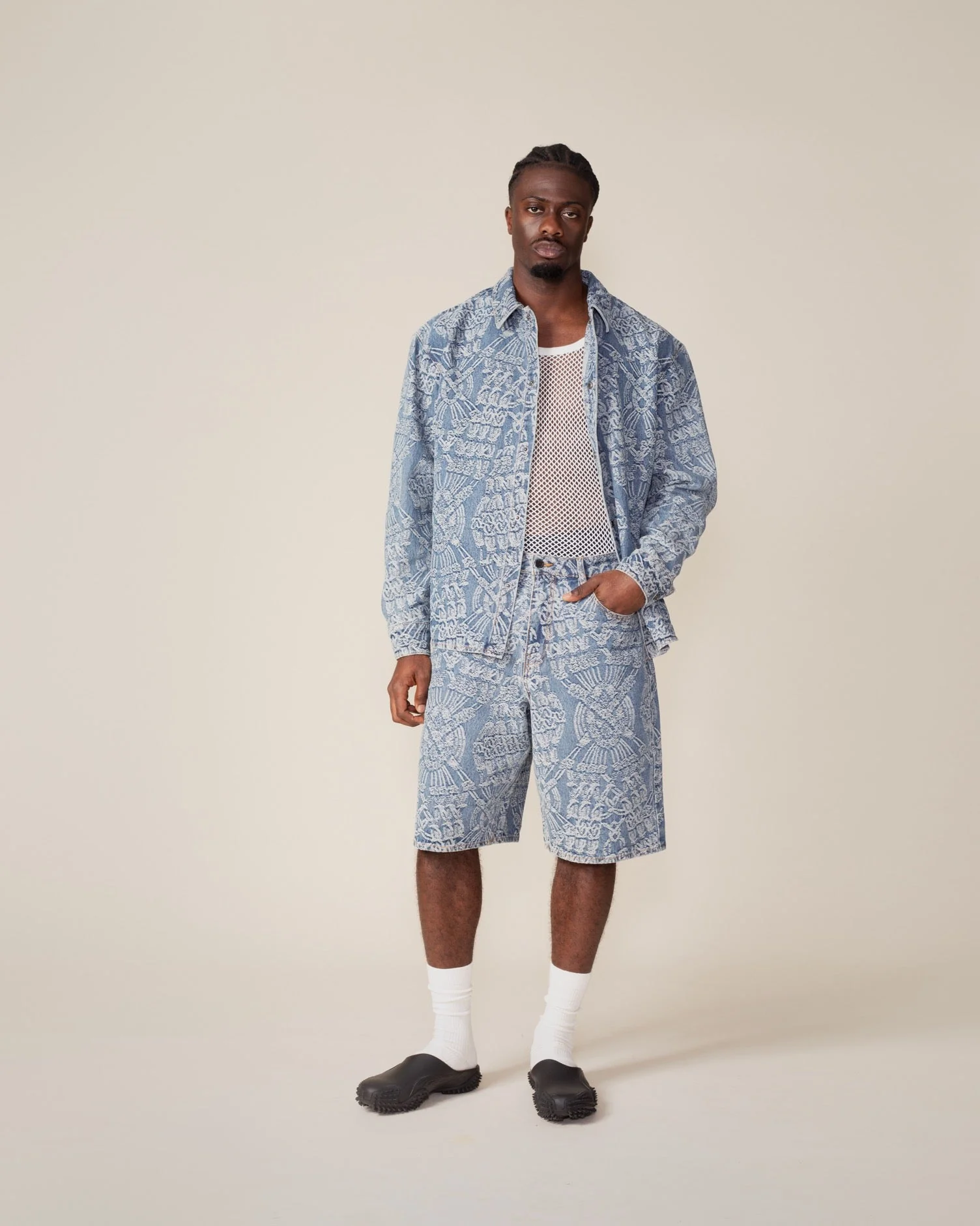 Mid Blue Macrame Rahul Shirt - Image 3