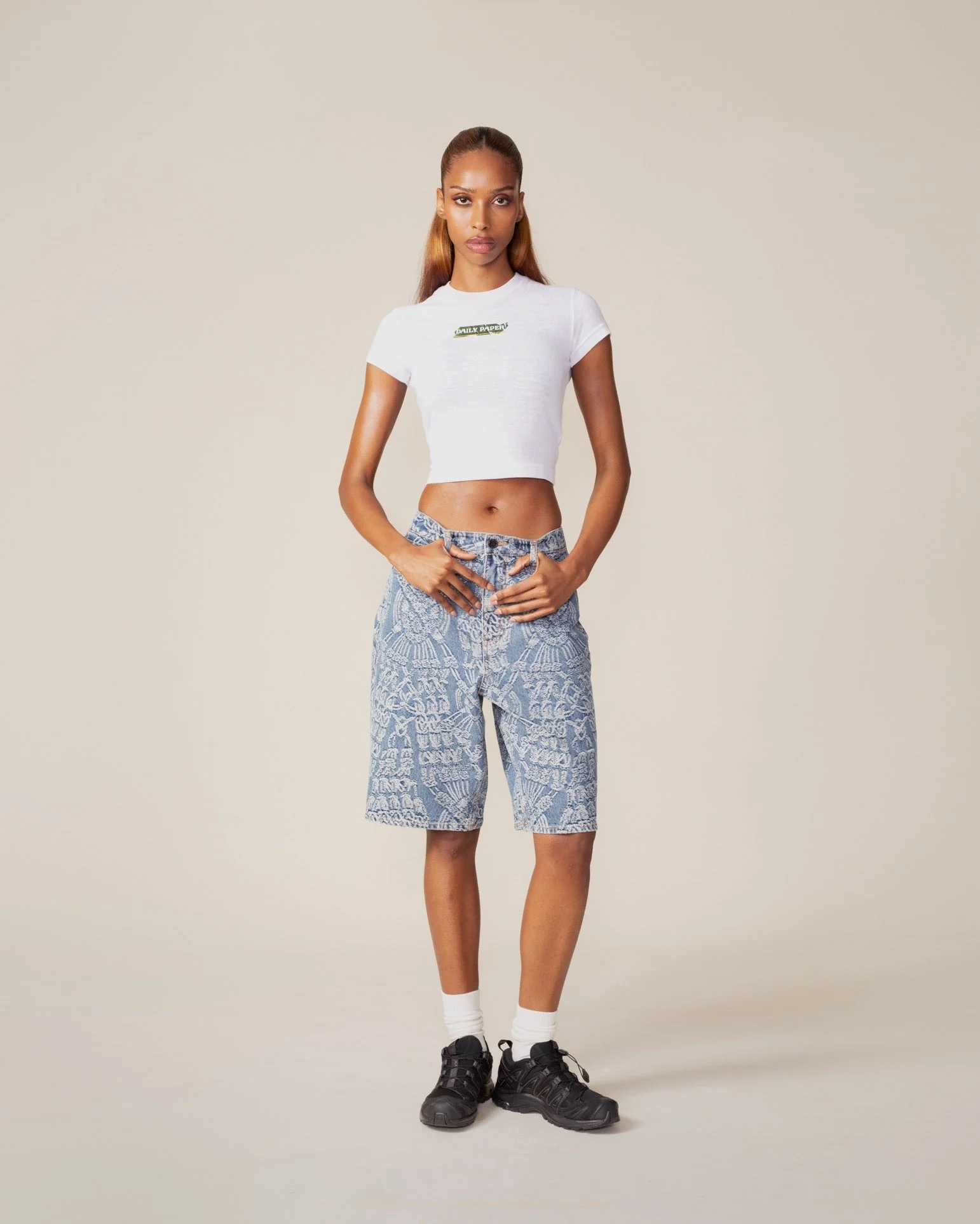 White Sticker Cap Sleeve T-Shirt - Image 3